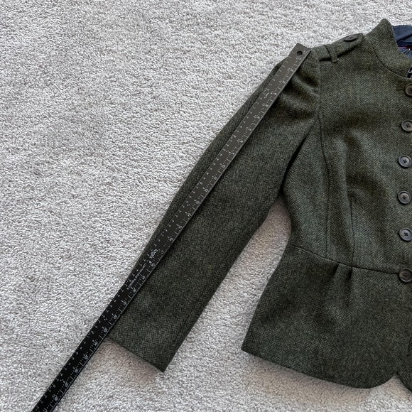 Boden British Tweed By Moon Herringbone Blazer Womens UK 10/ US 6 Green Wool - Picture 14 of 15